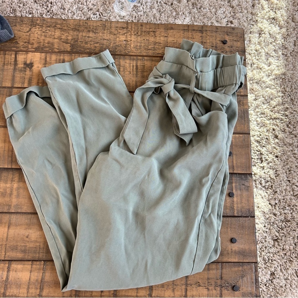 ZARA Trafaluc Collection Paperbag Trouser Olive Green